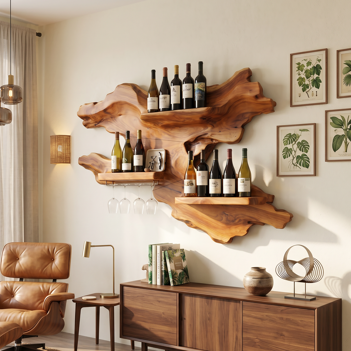 Farmhouse Wooden Wine Rack For Home Bar
