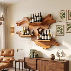 Farmhouse Wooden Wine Rack For Home Bar