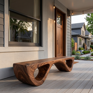 Luxury Wooden Bench Sculptural Leg For Entryway