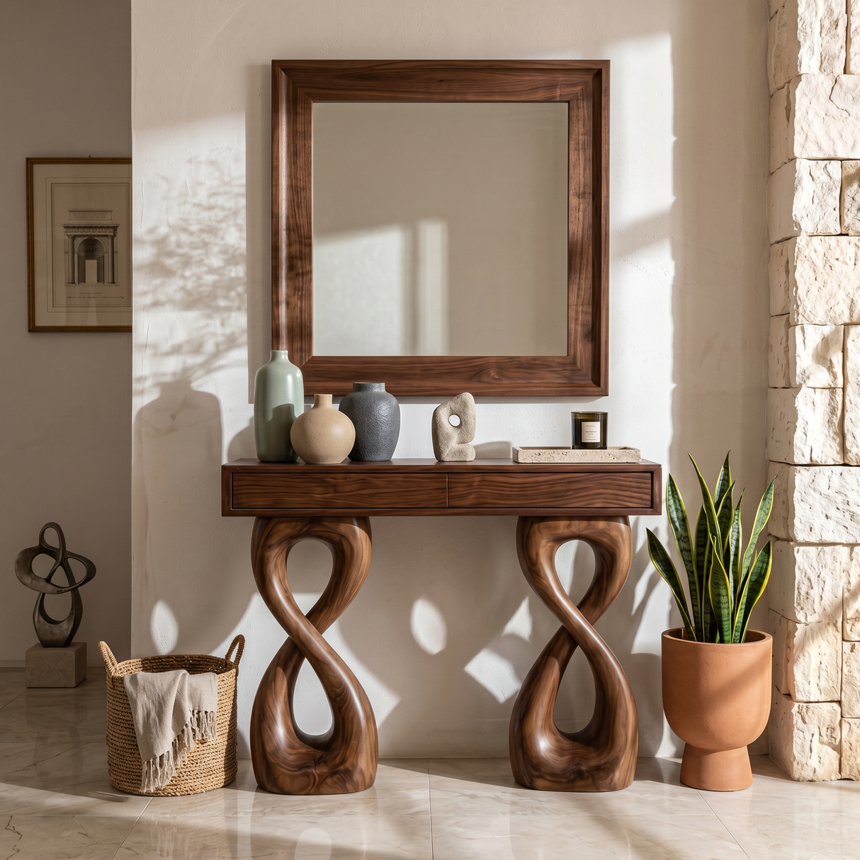 Wooden Console Table With Two-Figure-8 Base For Modern Interior