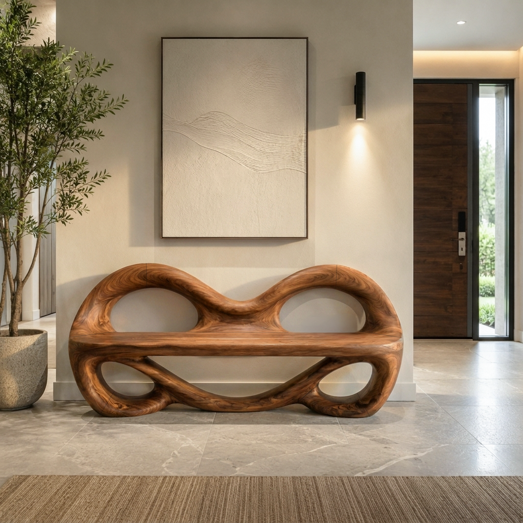 Sculptural Entrance Bench For Luxury Entryway Decor