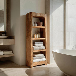 Handcrafted Wooden Bathroom Shelf With Four Tiers For Bathroom