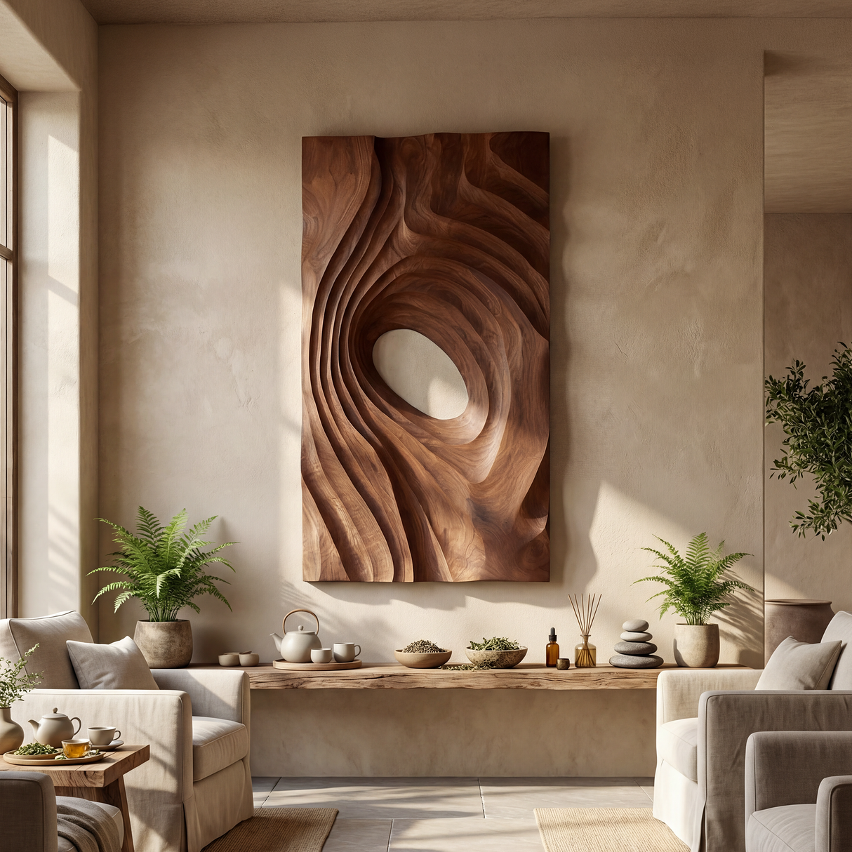 Mid Century Abstract Figure Wall Decor Panel For Dining Space