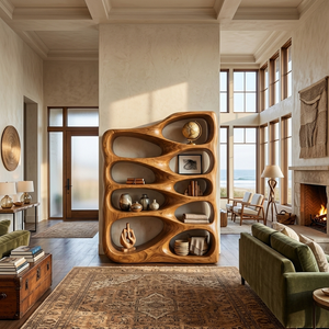 Artistic Sculptural Wooden Bookshelf For Home Storage