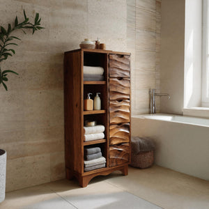 Contemporary Bathroom Cabinet With Open Shelves And Drawers For Spa