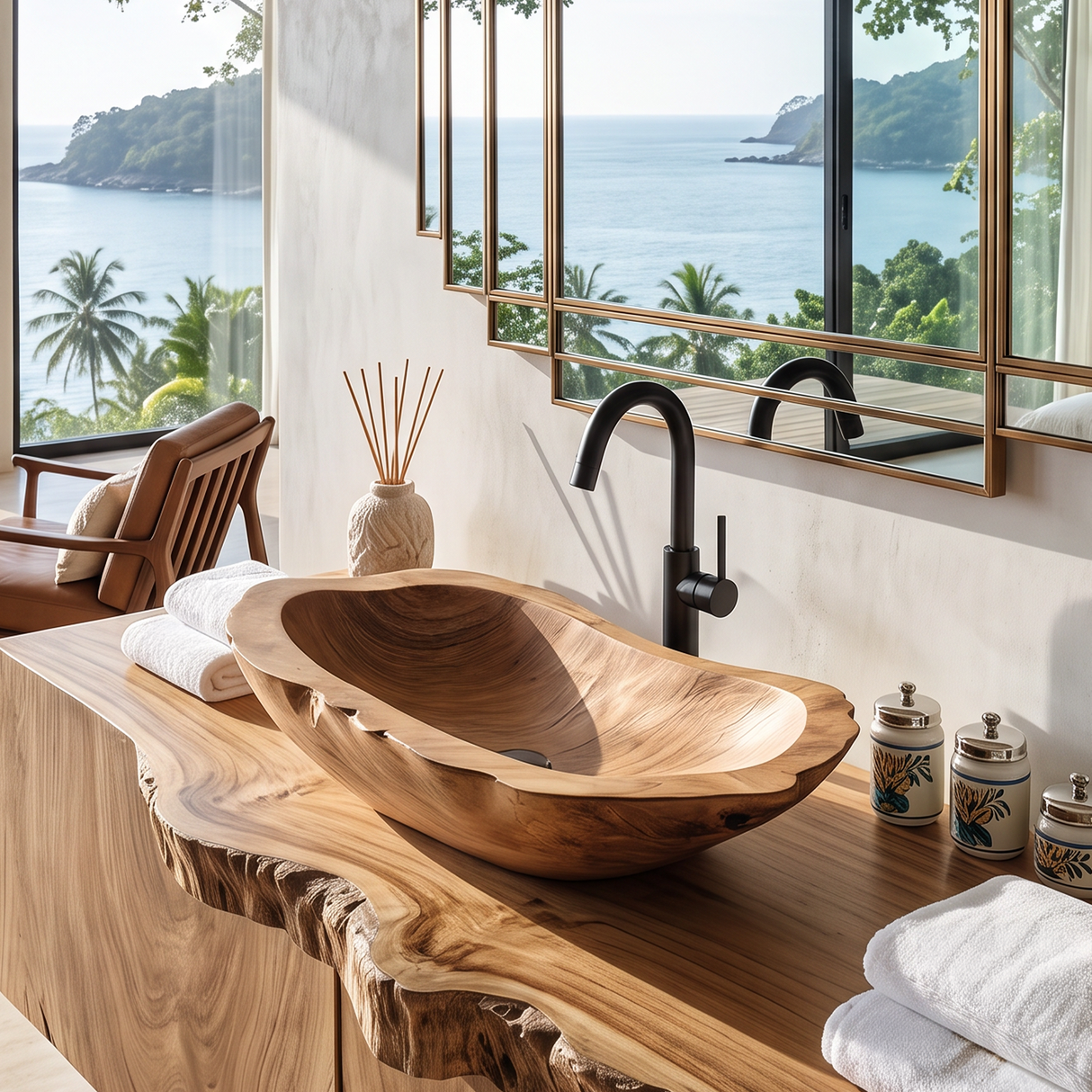 Handcrafted Wooden Vessel Sink For Timeless Bathroom Style