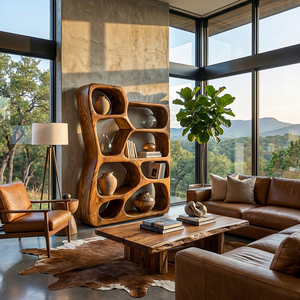 Handcrafted Wooden Bookshelf For Stylish Storage And Living Room