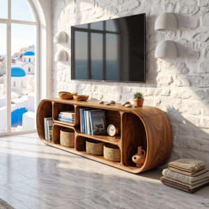 Minimalist Curved TV Console For Studio Apartment Interior