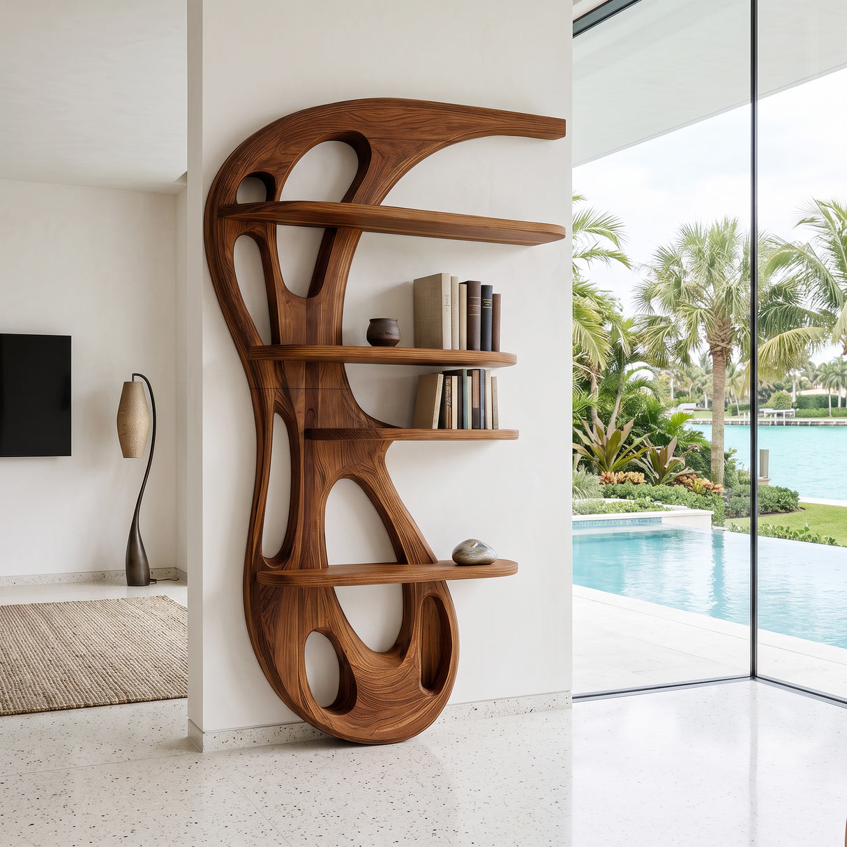 Modern Organic Bookshelf For Living Room Interior Decor