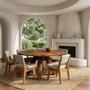 Modern Round Natural Wood Dining Table For Dining Room