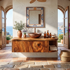 Mediterranean Contemporary Vanity Cabinet Coastal Villa