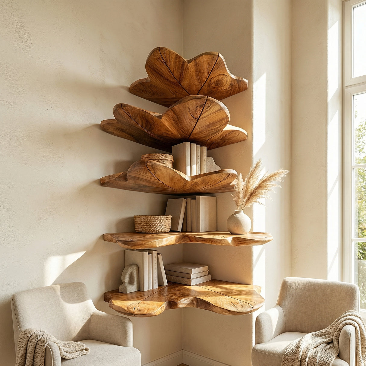 Modern Leaf Floating Shelf Bedroom Wall Decor Display