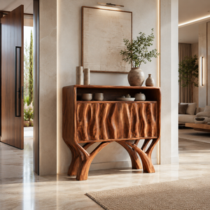 Wooden Console Table With Classic Carved Front For Modern Home