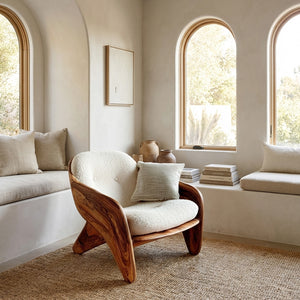 Modern Natural Wood Chair For Bedroom Reading Corner