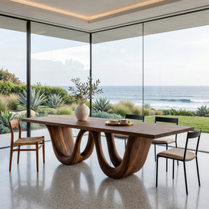 Contemporary Two Wavy Legs Dining Table For Dining Room