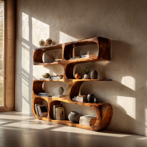 Minimalist Modern Sculptural Bookshelf Living Room Decor