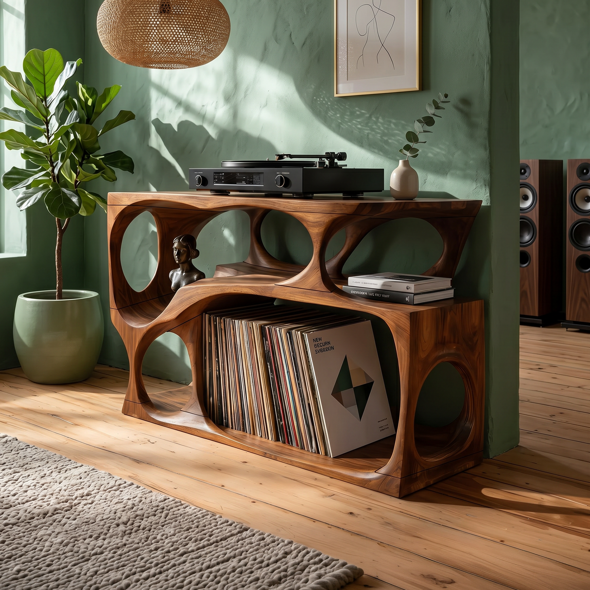 Scandinavian Record Player Cabinet For Living Room Space