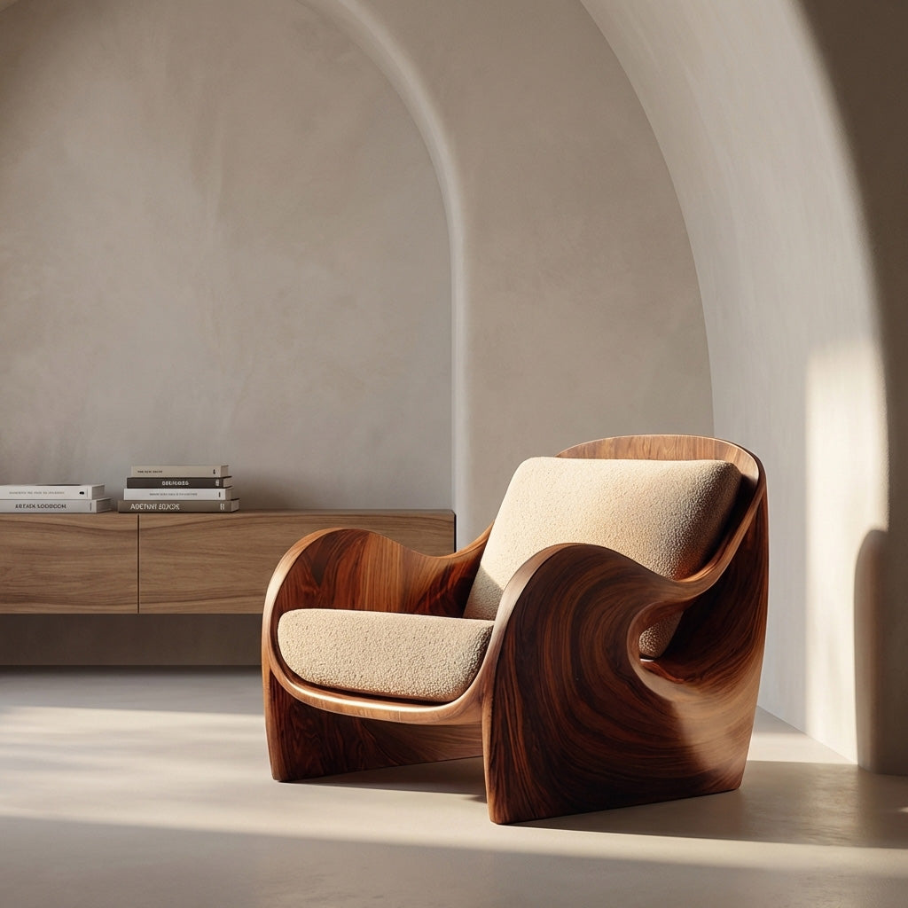Elegant Natural Wood Chair For Modern Living Room