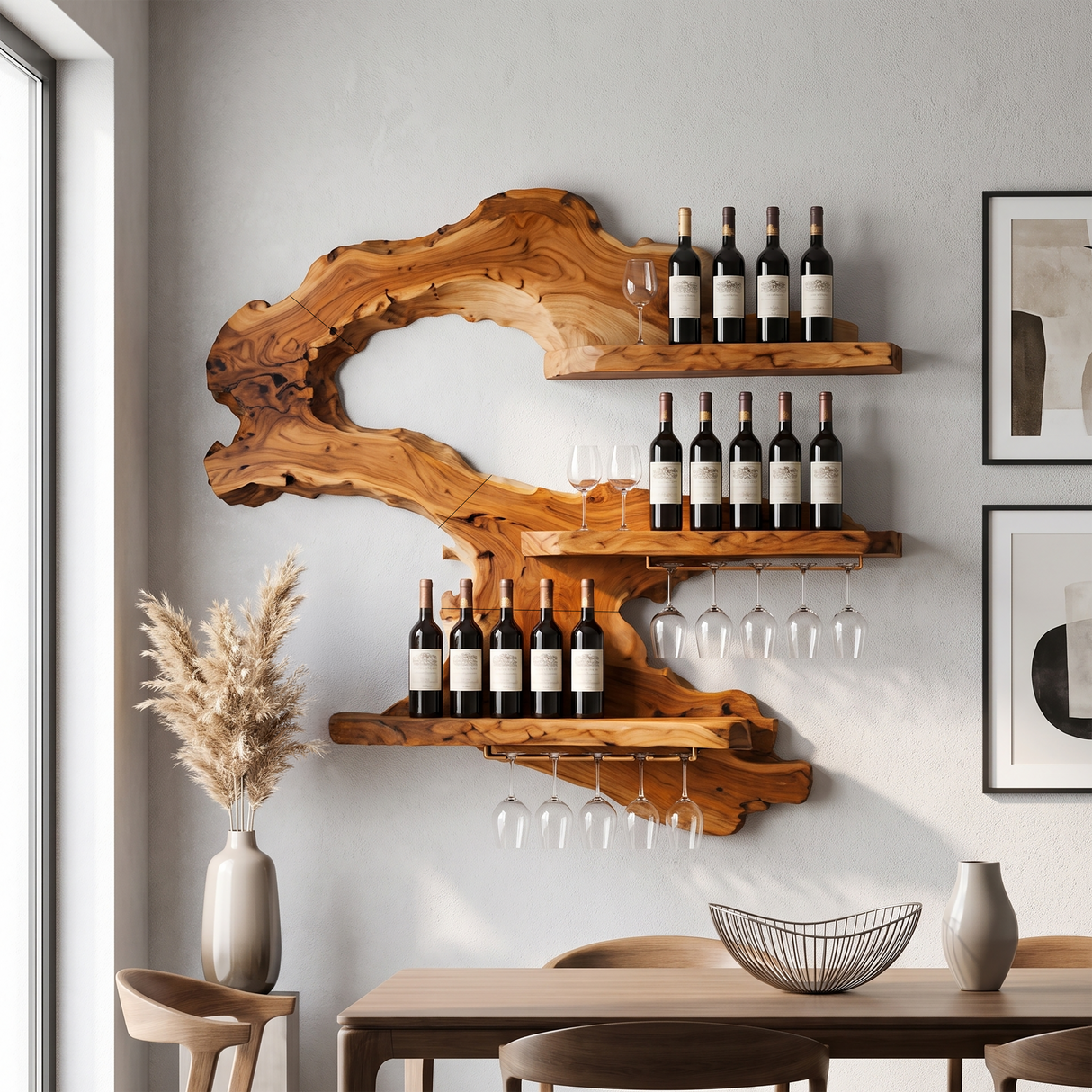 Mid Century Wine Rack Wall Mounted For Home Bar
