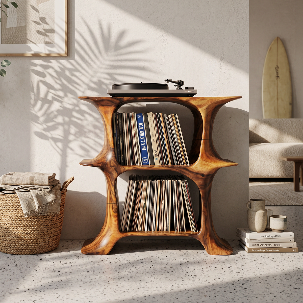 Rustic Record Stand Vintage Living Room Vibe