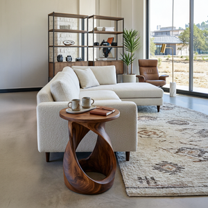 Organic Wooden Twist Side Table For Living Room Decor