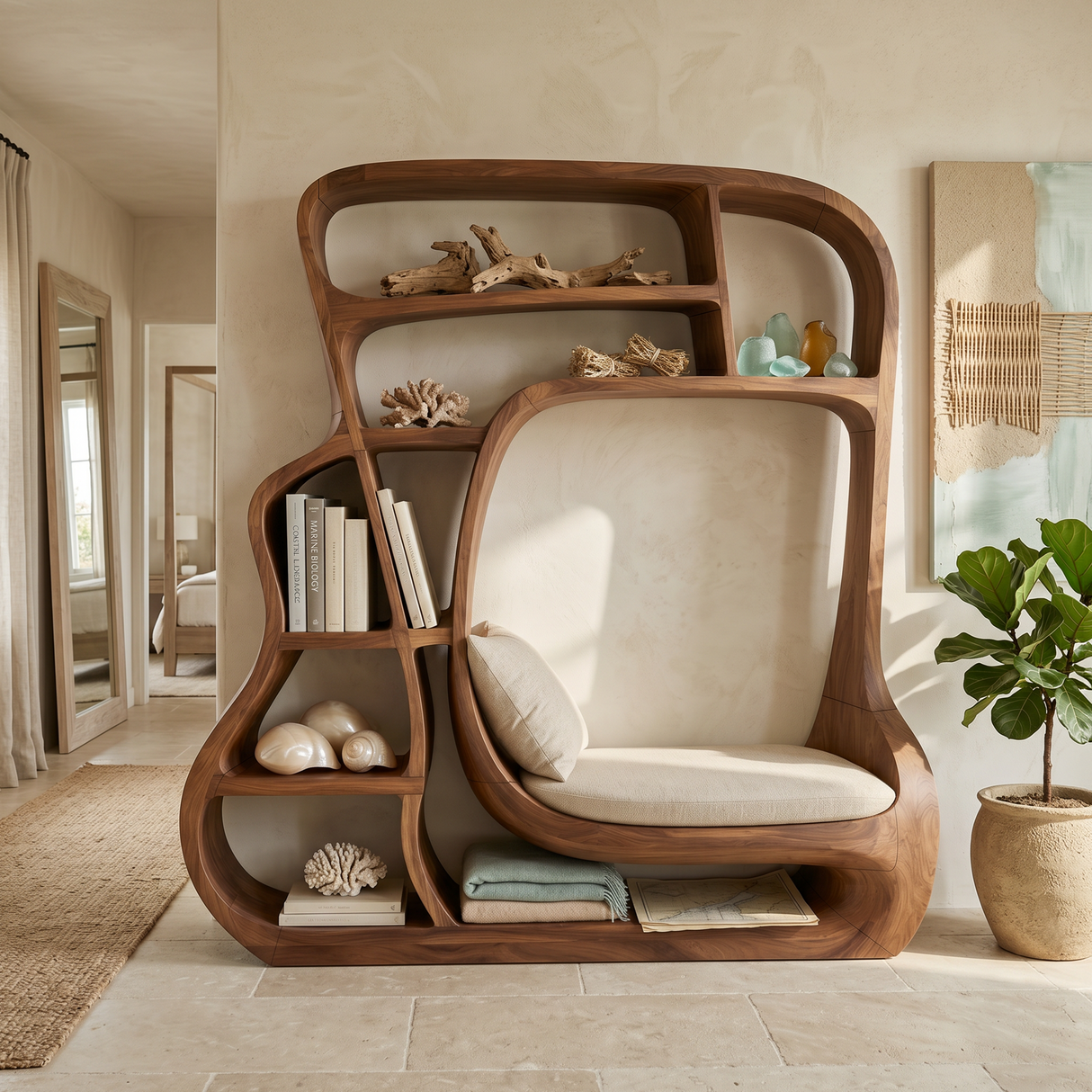 Minimalist Storage Bookcase For Modern Bedroom Interior