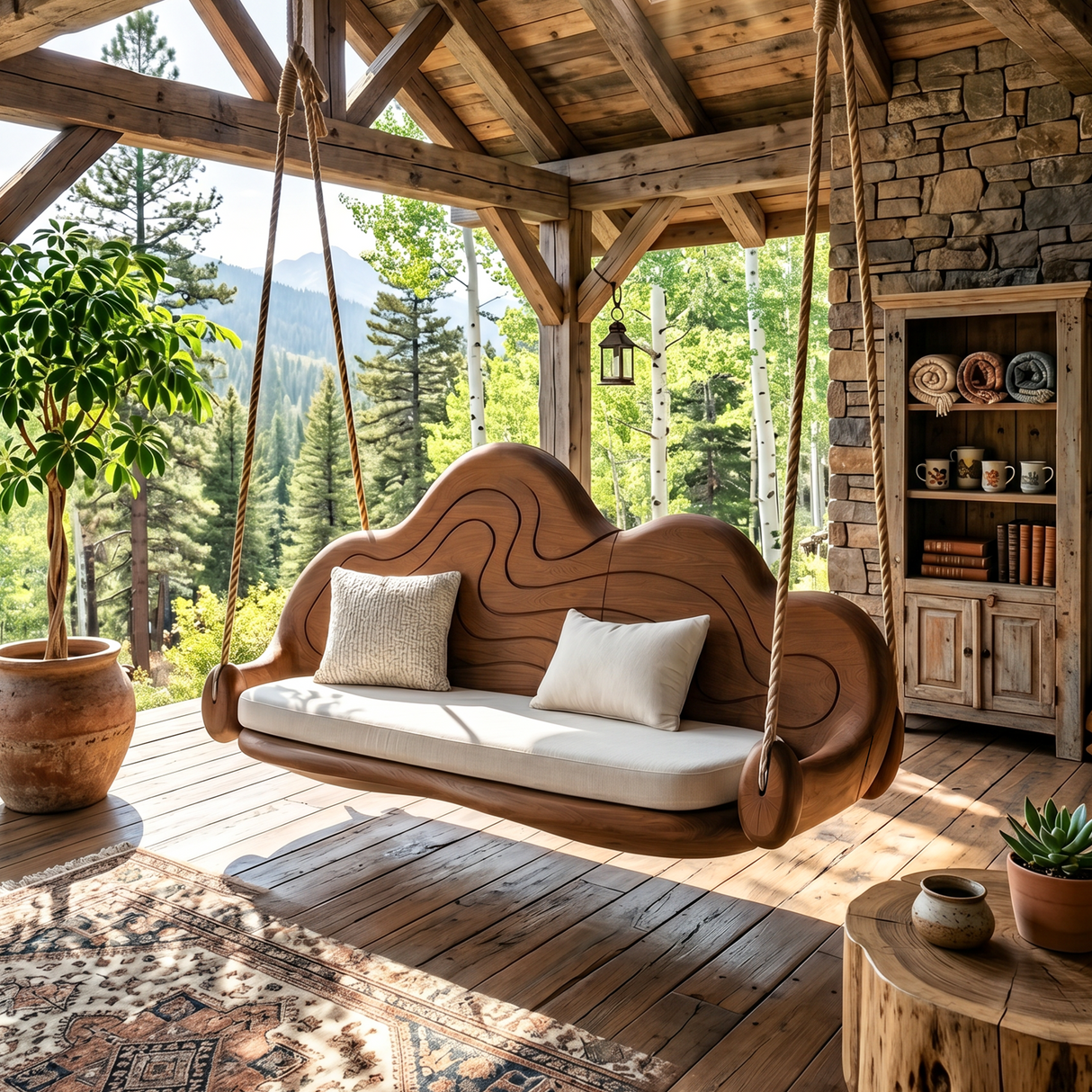 Scandinavian Sculptural Back Swing Open Lounge Interior Space