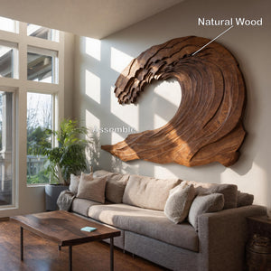 Organic Carved Wave Wall Art Above Sofa For Living Room