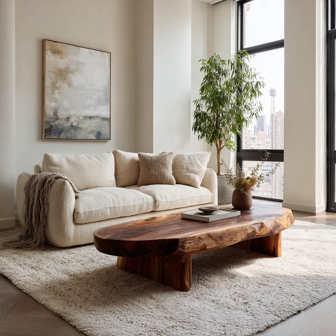 Rustic Coffee Table With Live Edge For Living Room