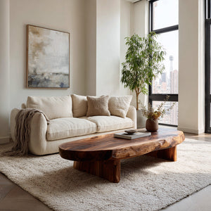 Rustic Coffee Table With Live Edge For Living Room