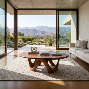 Modern Sculptural Coffee Table With Curved Base For Living Room