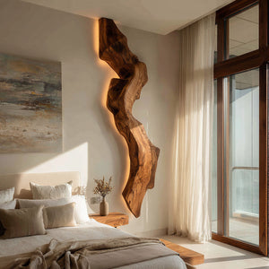 Abstract Live Edge Wall Lamp For Bedroom