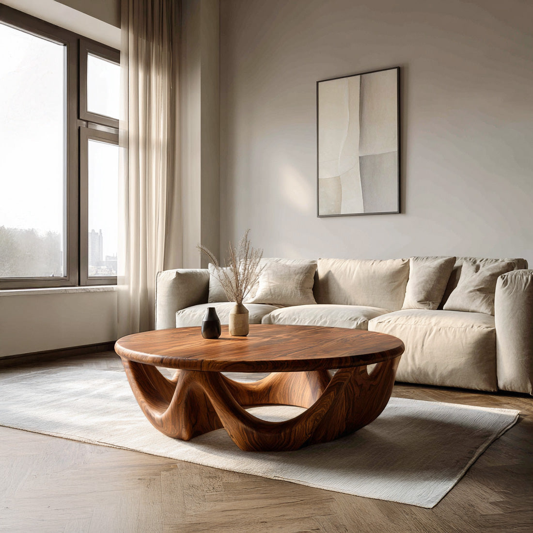 Modern Wave Base Coffee Table For Living Room Decor
