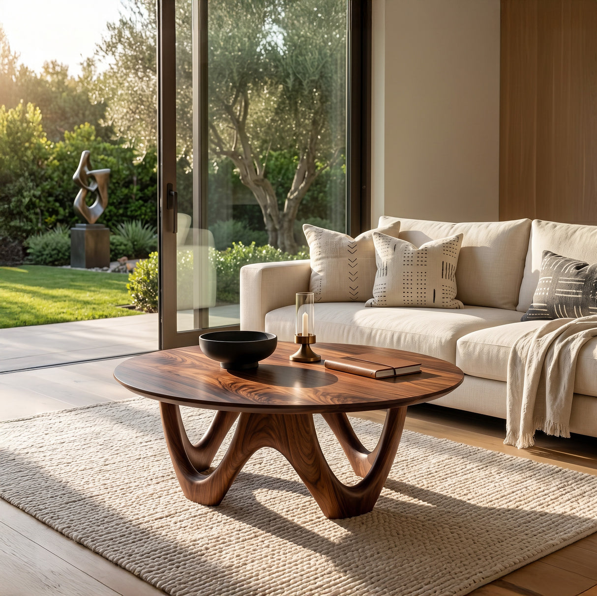 Minimalist Wooden Round Coffee Table For Living Room Decor