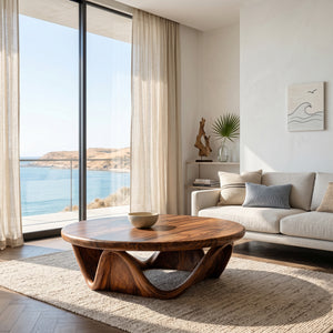 Modern Coffee Table With Unique Flowing Base For Living Room