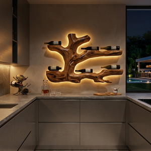 Rustic Live Edge Wine Rack Wall Hanging For Home Interiors