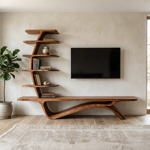 Contemporary TV Stand With Sculptural Storage For Living Room