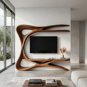 Organic TV Stand With Sculptural Frame For Living Room