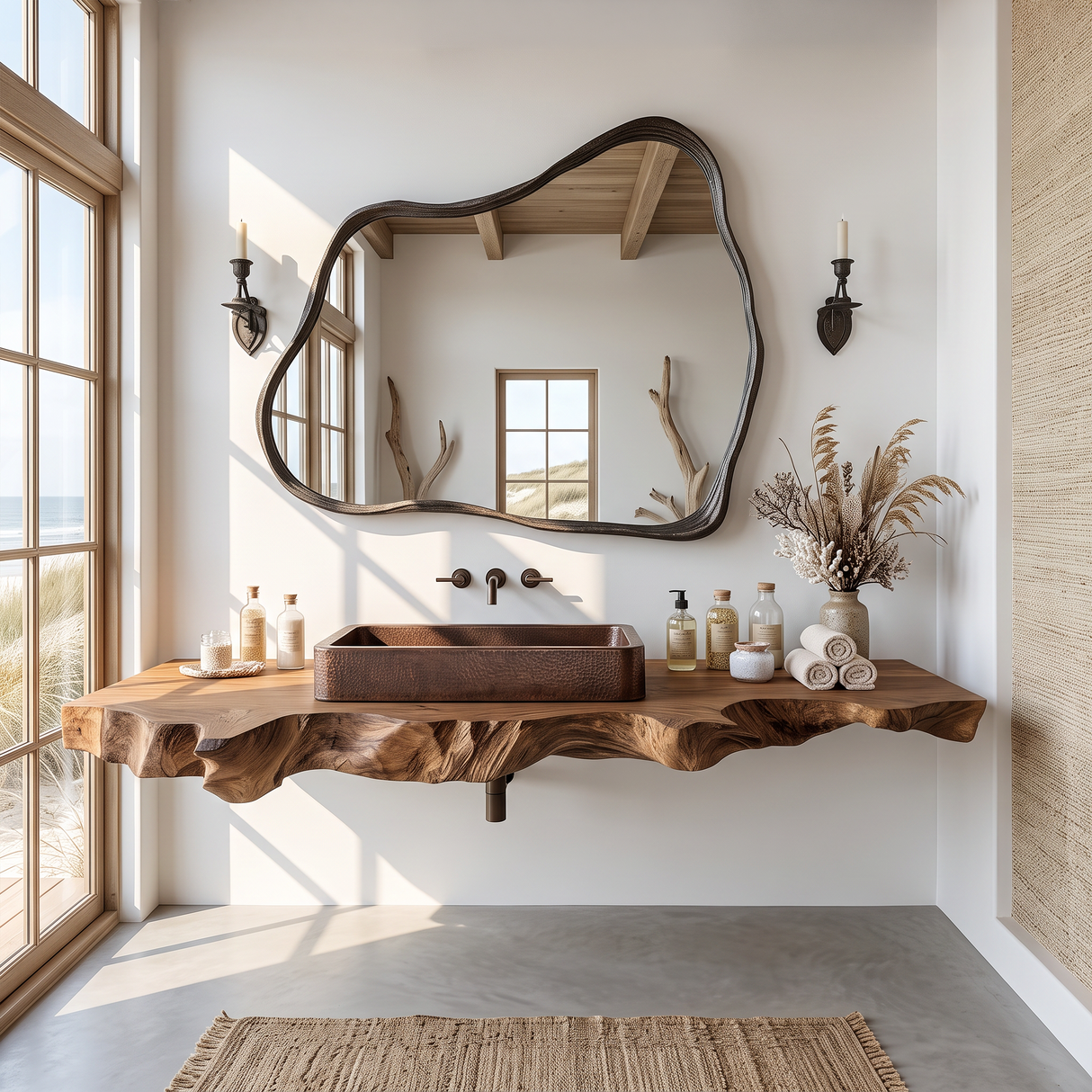 Mid Century Vanity In Solid Wood For Bathroom Decor