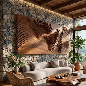 Mid Century Flowing Grain Wall Art For Lounge Area