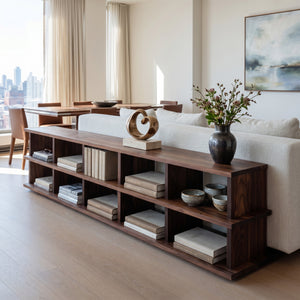 Modern Long Wooden Bookshelf For Living Room Storage