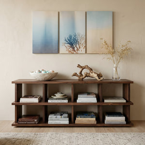 Modern Two Tiers Natural Wood Bookshelf For Home Storage