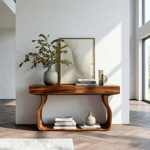 Minimalist Console Table With Curved Base Frame For Entryway