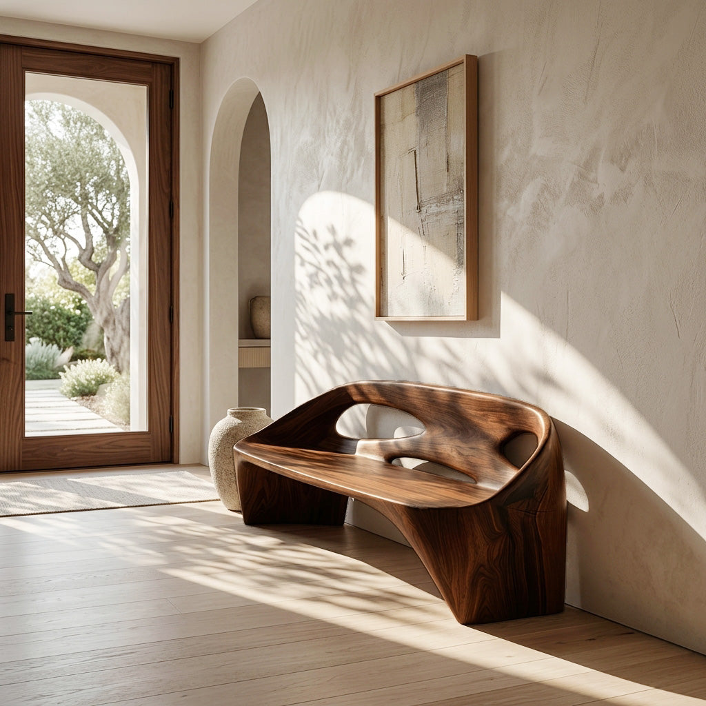 Japandi Natural Wood Bench For Living Room Furniture
