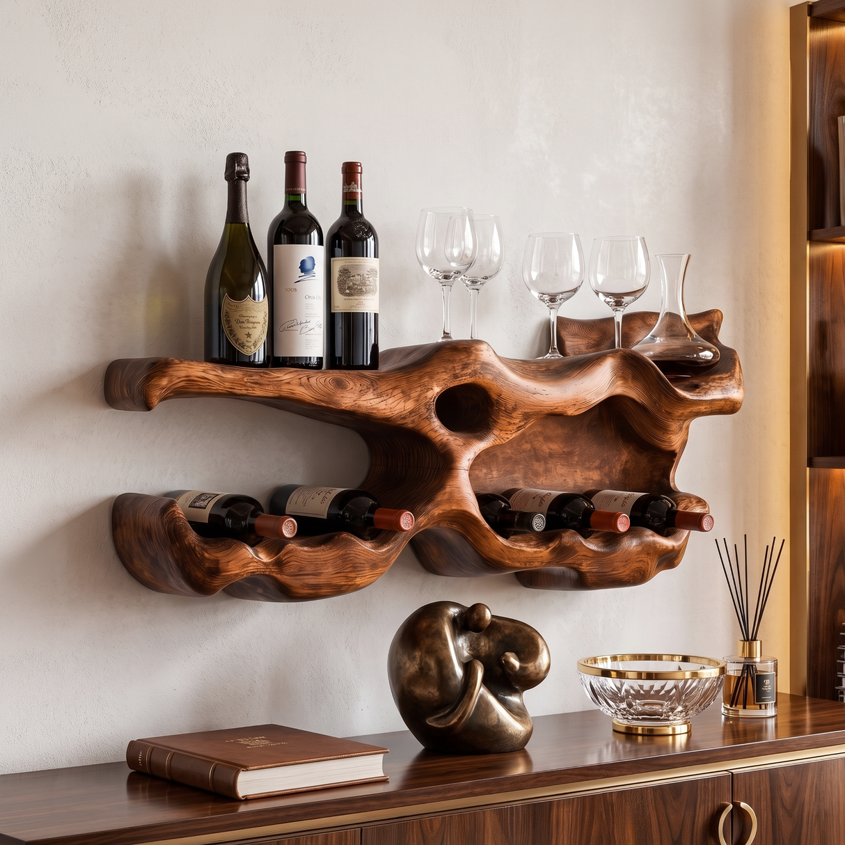 Farmhouse Wine Holder For Living Room Shelf Accent