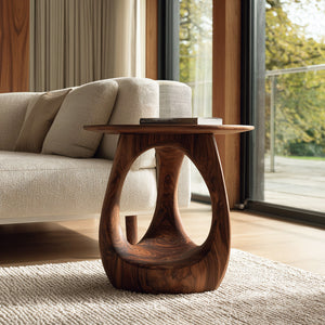 Modern Sculptural Wooden Loop Side Table For Home Decor