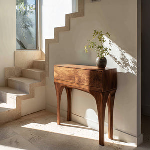 Organic Wooden Tapered Console Table For Living Room