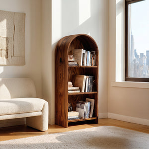 Minimalist Wooden Magazine Rack With Arched Form For Living