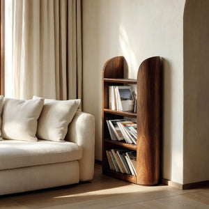 Scandinavian Wood Magazine Rack With Rounded Edge For Reading Corner
