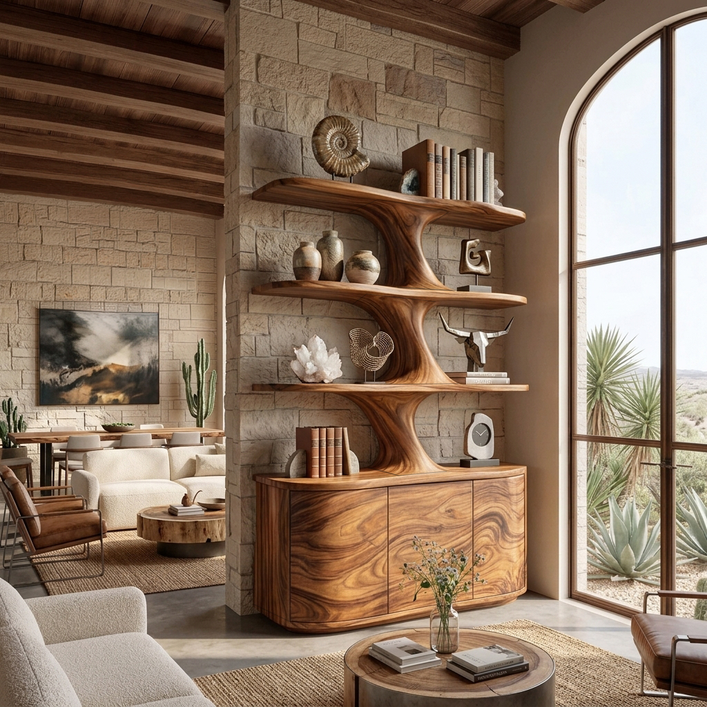 Wooden Bookshelf With Cabinets Spacious Display Compartments For Interiors